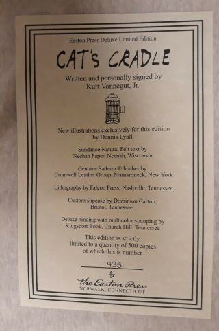 Cats Cradle - Kurt Vonnegut Easton Press - Limited Edition - Signed 5