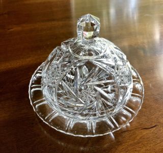 Vintage Cheese/butter Dish With Lid Round Clear Glass