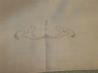 Tablecloth Vintage Lovely Ecru Linen with Embroidery & Cut work.  76TC 5