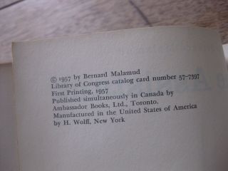 THE ASSISTANT by Bernard Malamud 1st/1st HCDJ 1957 - Farrar - $3.  50 5
