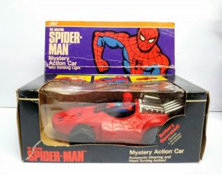 Vintage 1970s Spider - Man Ahi Azrak Hamway Mystery Action Car Mib