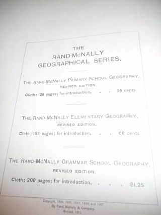 1913 Revised Rand - McNally Geographical Series GRAMMAR SCHOOL GEOGRAPHY J Bowen 4