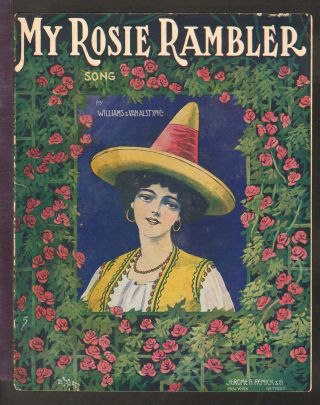 My Rosie Rambler 1908 Pretty Girl Song Version Vintage Sheet Music Q04