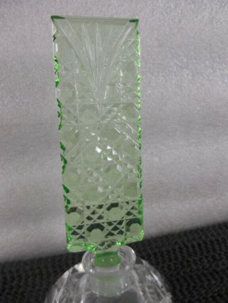 Vintage Art Deco CZECH Bohemian GREEN & CUT Crystal PERFUME Scent Bottle 3