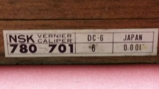 Vintage NSK Japan DC - 6 Micrometer Vernier Caliper.  001 in Wooden Box 4