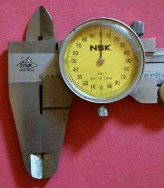 Vintage NSK Japan DC - 6 Micrometer Vernier Caliper.  001 in Wooden Box 6
