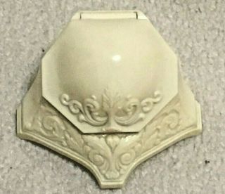 Vintage Jewelry Gift Box Ring Holder Molded Hard Plastic Cream Clam Shell