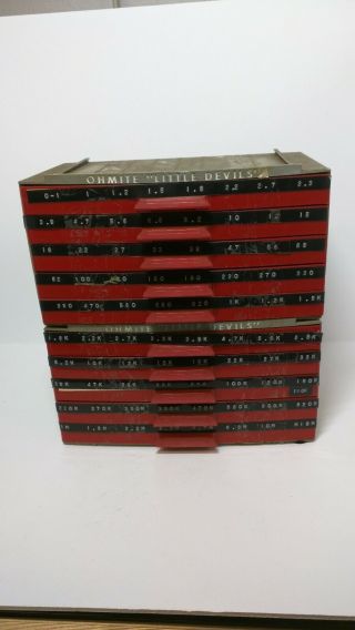 Vintage Ohmite " Little Devils " Resistor Cabinet (nearly Full)