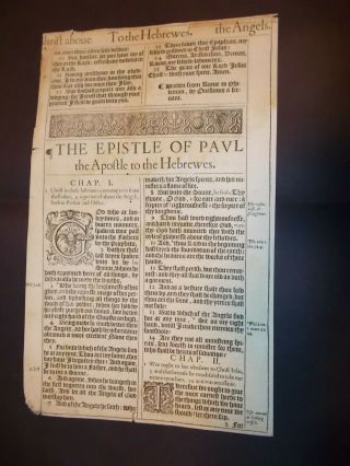 1611 King James Bible - 2 Title Pages - Hebrews And Philemon - 1st Ed.  - 1st Printing
