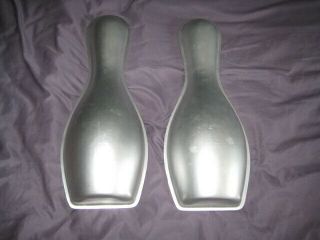 Vintage 2 Pc Bowling Pin Wilton Pan Mold 3d Stand Up Cake 502 - 4424 14.  25 " X 5.  5 "