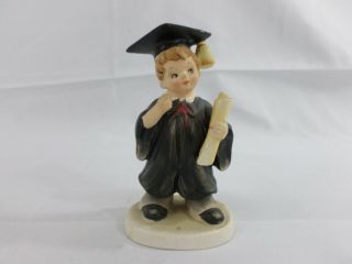Vintage Lefton China Boy Graduation Day Ceramic Figurine 2791,  5.  0 " Tall