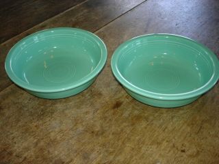 Set Of 2 Vintage Fiesta Ware Soup Salad Cereal Bowls Green Homer Laughlin Co Usa