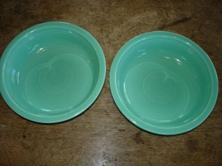 Set of 2 Vintage Fiesta Ware Soup Salad Cereal Bowls Green Homer Laughlin Co USA 2