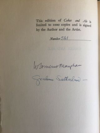Cakes and Ale W.  Somerset Maugham Signed Limited Illustrated Graham Sutherland 3