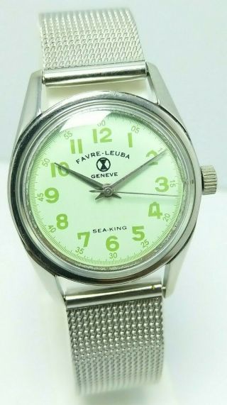 Swiss Made Vintage Favre Leuba Green Dial Hand Winding 17j Wrist Watch For Men 