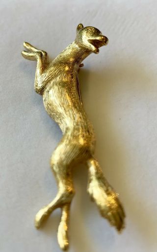 Vintage Burberry Fox Brooch Gold Tone Never Worn 3