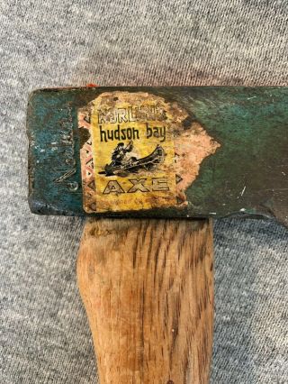 Vintage Norlund Hudson Bay Camp Axe Hatchet With Label 2