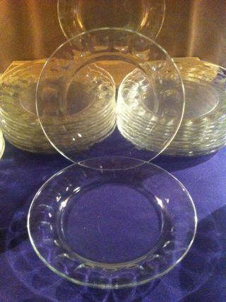Cardinal Acoroc France 01166 Roc Clear Glass Vintage 6 " Dessert Plates Set Of 6