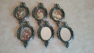 6 Vintage Victorian Style Metal Picture Frames/ Wall Decore Italy