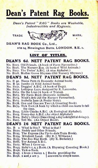 Rag Book Old Friends 90 years old Dean ' s Ragbook Co Ltd 4