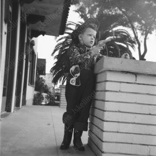 1950s Boy Dressed As Cowboy With Gun Vintage 2 " Negative Kf9