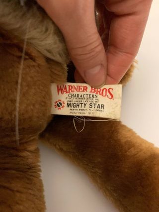 Vintage Warner Brothers Wile E Coyote Plush Stuffed Animal Mighty Star 20 Inch 5