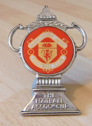 Manchester United Vintage 1970s 80s Insert Badge Brooch Pin Chrome 36mm X 52mm