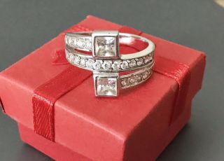 Lovely Vintage 925 Sterling Silver Diamonique Cz Wrap Around Style Ring Size 10 3