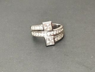 Lovely Vintage 925 Sterling Silver Diamonique Cz Wrap Around Style Ring Size 10 5