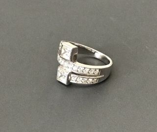 Lovely Vintage 925 Sterling Silver Diamonique Cz Wrap Around Style Ring Size 10 6