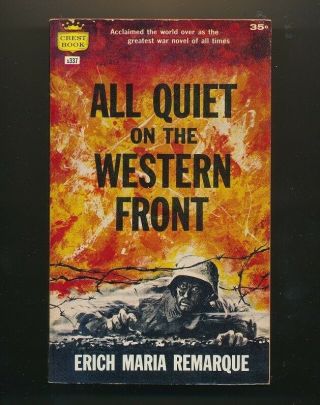 All Quiet On The Western Front By Erich Remarque Paperback Second Printing 1959