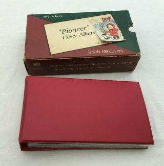 Vintage Stanley Gibbons Pioneer Cover Album Red,  50 Pockets Vgc Boxed A79