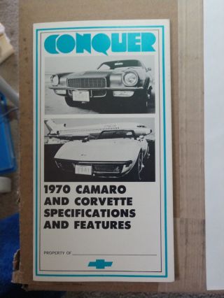 Vintage Chevrolet Camaro Corvette Conquer Sales Campaign Booklet 1970 70 Chevy