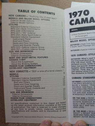 Vintage Chevrolet Camaro Corvette Conquer Sales Campaign Booklet 1970 70 Chevy 4