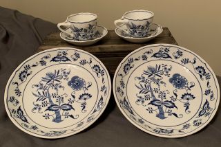 Vintage Blue Danube China 2 Large Plates 2 Small Plates 2 Tea Cups
