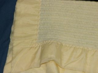 Cannon Mills Vintage Acrylic Baby Blanket Yellow Made USA Nylon Trim 37 