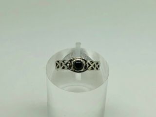 Gorgeous Vintage Sterling Silver Onyx Celtic Band Ring Small Size F