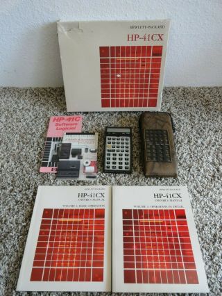 Hp - 41cx Hewlett Packard Calculator 2 Manuals,  Cover,  & Case Very Good