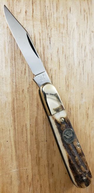 Vintage Hen & Rooster Knife/ 241 Ds Stag Handle Pocket Knife/ Germany