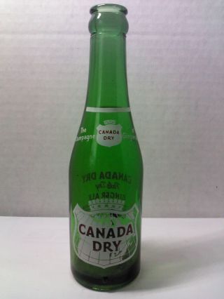 Vintage Canada Dry Ginger Ale Bottle Green Glass Pop Soda 7 Oz Acl