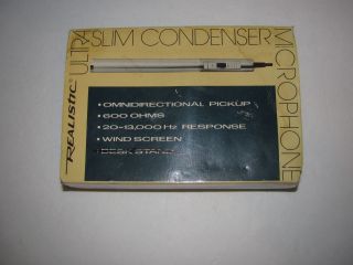 Vintage Realistic Ultra Slim Condenser Microphone 33 - 1050a