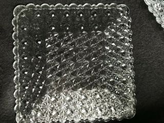 4 Gorgeous VINTAGE EAPG CLEAR DAISY AND BUTTON SQUARE PLATE 7 