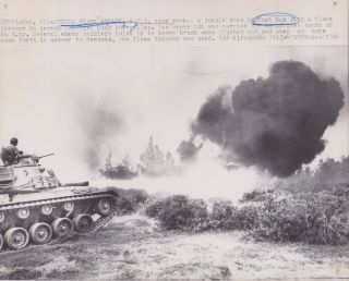 Dang Van Phuoc: Us Tank Probes Jungle Da Nang Vietnam War Vintage 1966 Photo