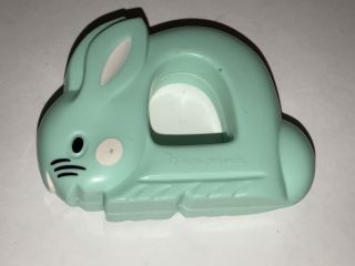Vintage 1986 The First Years Light Aqua Green Blue Bunny Rabbit Baby Rattle