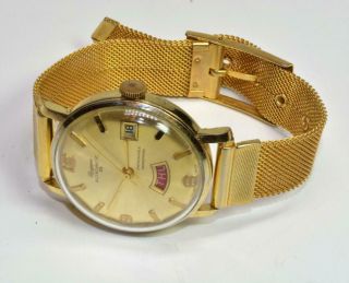 Vtg 1960 - 70s Longune Astromatic 25 Swiss Made Men’s Mechanical Day Date Watch