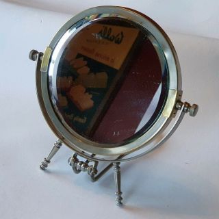 Gorgeous Vintage 7 " Art Deco Machine Age Chrome Brass Shaving Magnifying Mirror