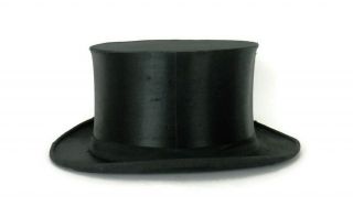 Vintage Black Silk Top Hat w/Grosgrain Trim from West Germany by Delton 2