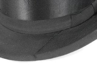 Vintage Black Silk Top Hat w/Grosgrain Trim from West Germany by Delton 3