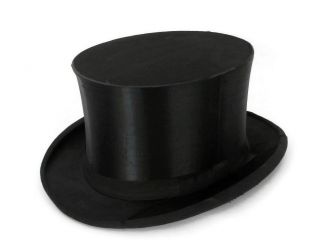 Vintage Black Silk Top Hat w/Grosgrain Trim from West Germany by Delton 4