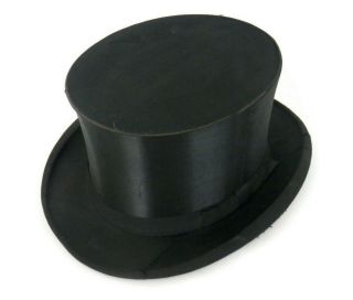 Vintage Black Silk Top Hat w/Grosgrain Trim from West Germany by Delton 5